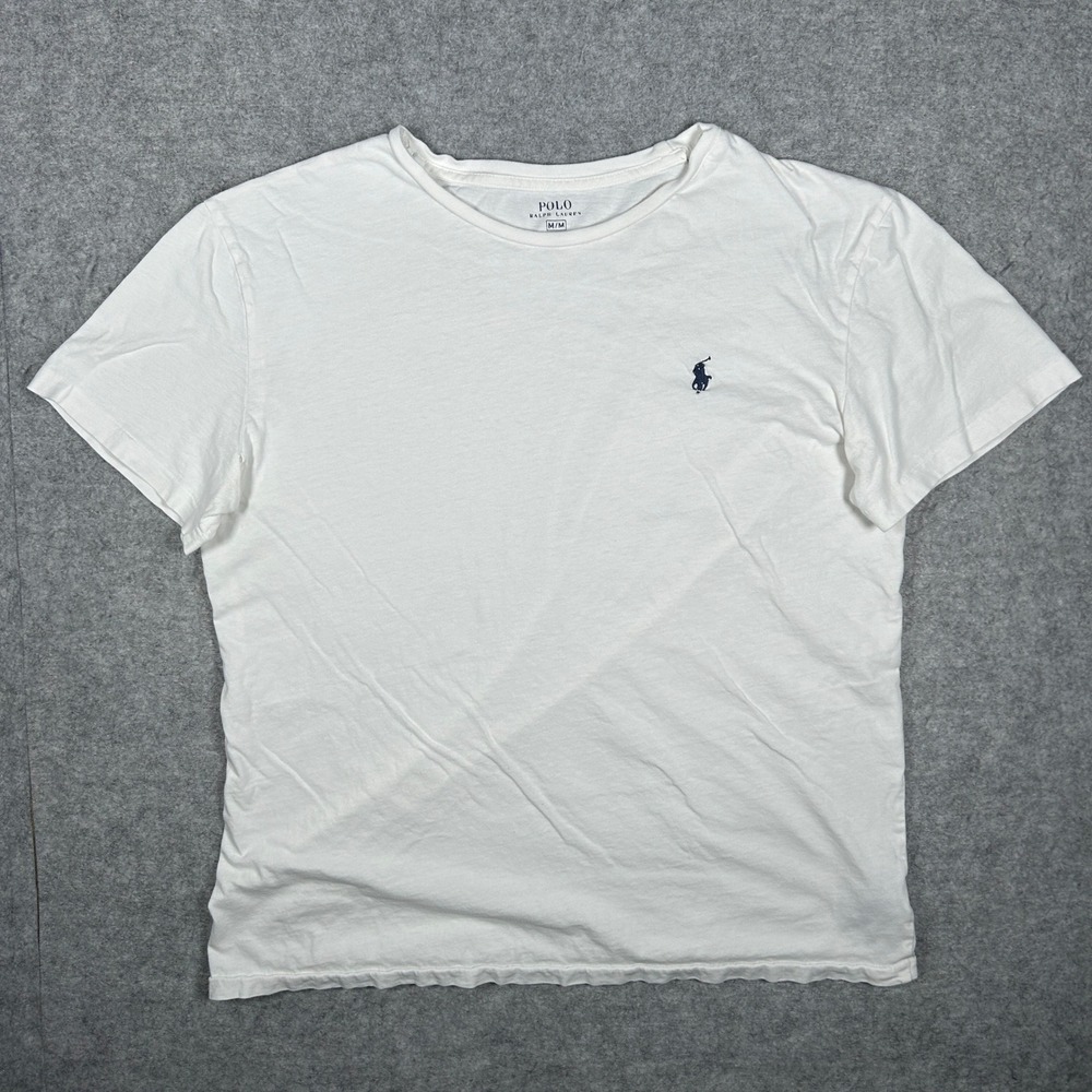 Polo Ralph Lauren T-Shirt Men M White Crew Neck Short Sleeve Pony Logo Tee